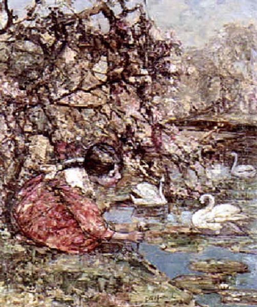 By The Lily Pond by Edward Atkinson Hornel