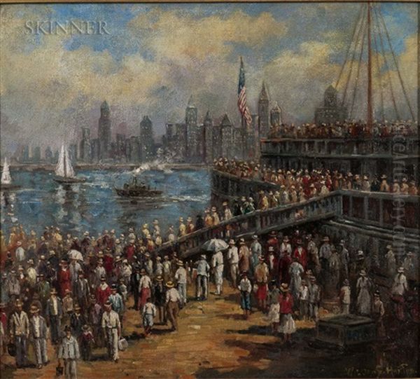 Departing The Ferry, New York by William Samuel Horton