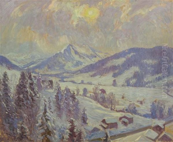 Snow At Gstaad, The Valley by William Samuel Horton