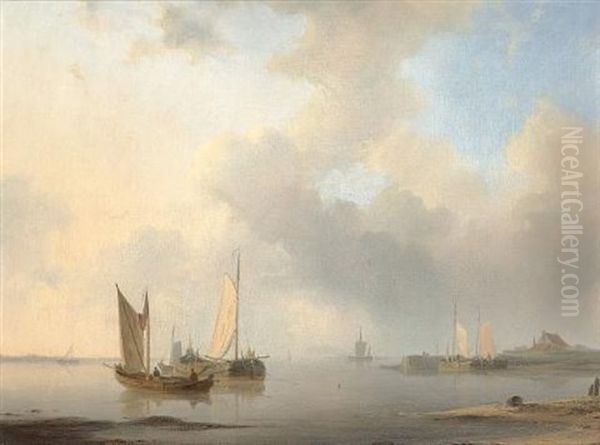 Dutch Barges In Calm Waters by Abraham Hulk the Elder