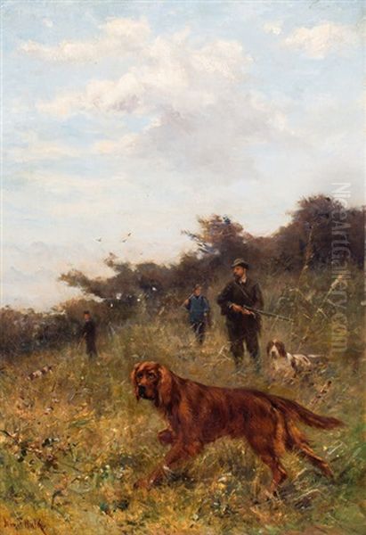 Jagers Met Honden In Het Veld by John Frederik Hulk the Younger