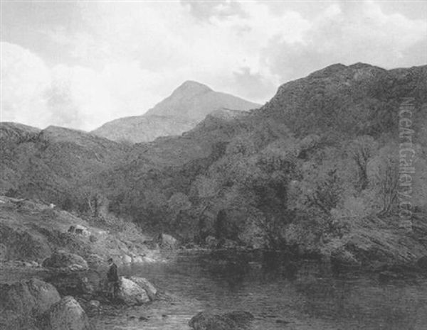 Moel Siabod Near Bryntych, North Wales Oil Painting - Frederick William Hulme