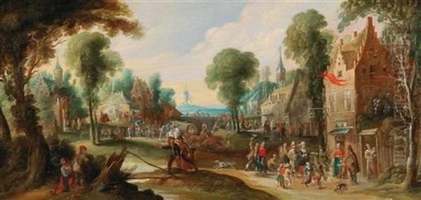 Peasants At A Village During Festivities by Pieter van der Hulst