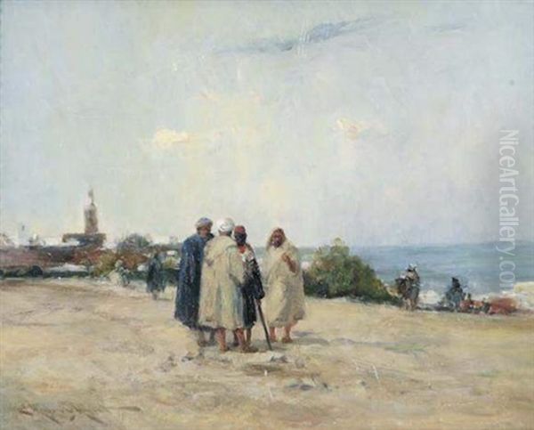 Conversation Au Bord De La Mer, Tanger by Edmund Aubrey Hunt