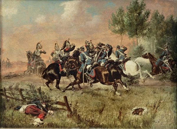 Prussian Soldiers In Battle (pair) by Emil Hunten