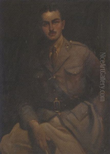 Portrait Of Charles Chetwynd In Officer's Uniform by Hal (Henry William Lowe) Hurst