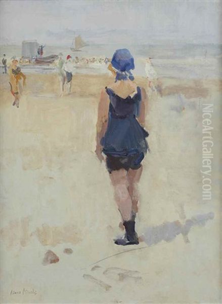 Aan Het Strand: A Sunny Day On The Beach Of Viareggio, Italy by Isaac Israels