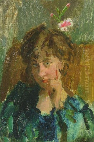 Portrait Of The Writer Jo De Wit by Isaac Israels