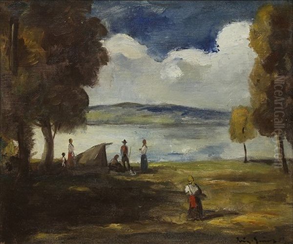 Landscape With Gypsies by Bela Ivanyi Gruenwald