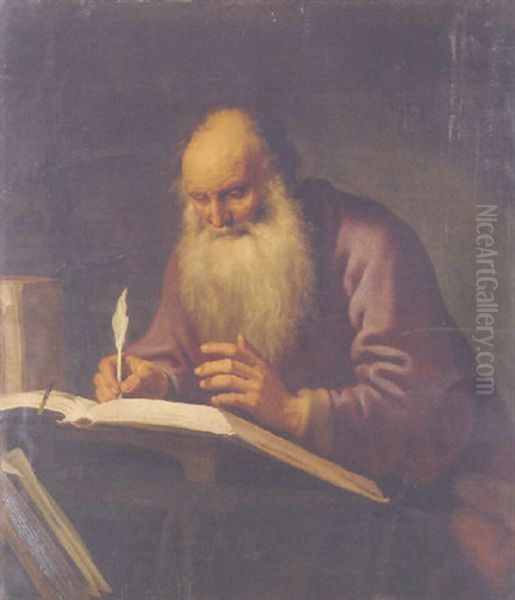 Saint Paul Writing At A Desk by Lambert Jacobsz