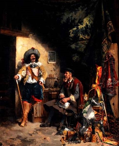 Musketier Beim Schmied by (Alfred Louis Vigny) Jacomin