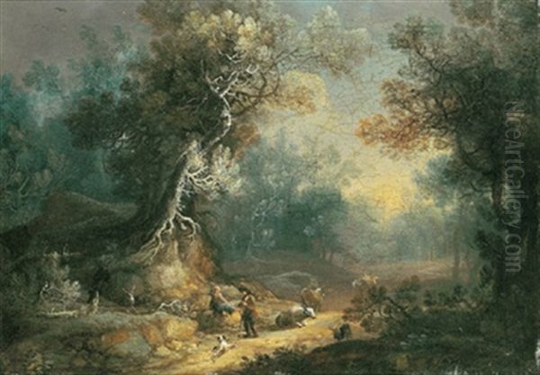 Waldlandschaft Mit Hirten Und Herde by Franz Christoph Janneck