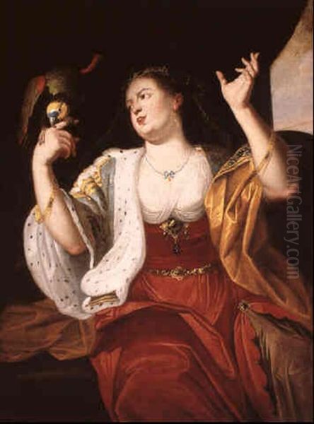 A Lady With A Parrot by Abraham Janssens