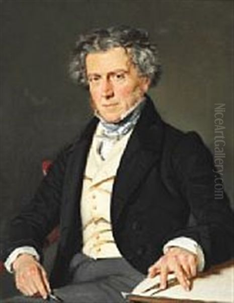 Portrait Of Architect Charles Robert Cocquerell/cockerell (1788-1863) by Christian Albrecht Jensen