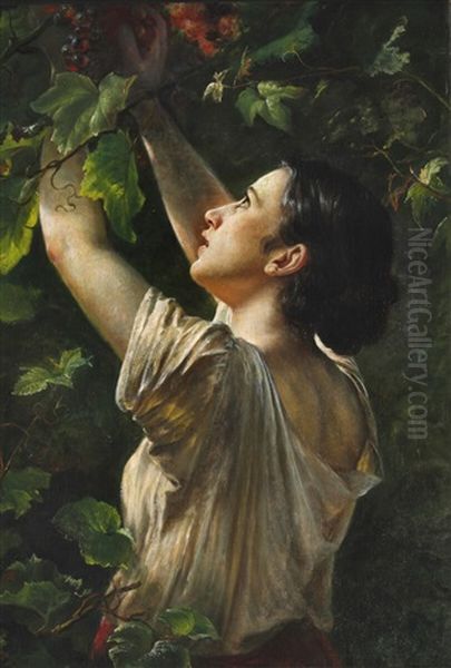 Young Girl Picking Grapes by Elisabeth Anna Maria Jerichau-Baumann