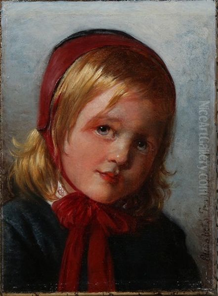 Portrait Of A Girl Oil Painting - Elisabeth Anna Maria Jerichau-Baumann