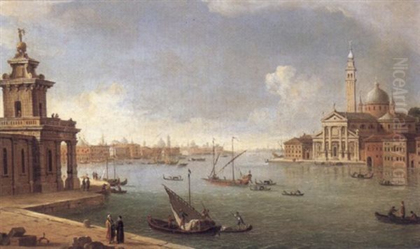 Venice, A View Of San Giorgio Maggiore From The Dogana by Antonio Joli