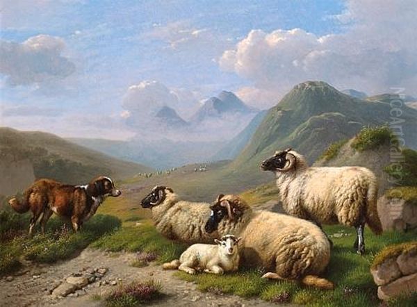 Guarding The Sheep by Daniel-Adolphe-Robert Jones