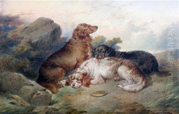 Spaniels At Rest (+ Terriers Rabbiting; Pair) by Paul Jones