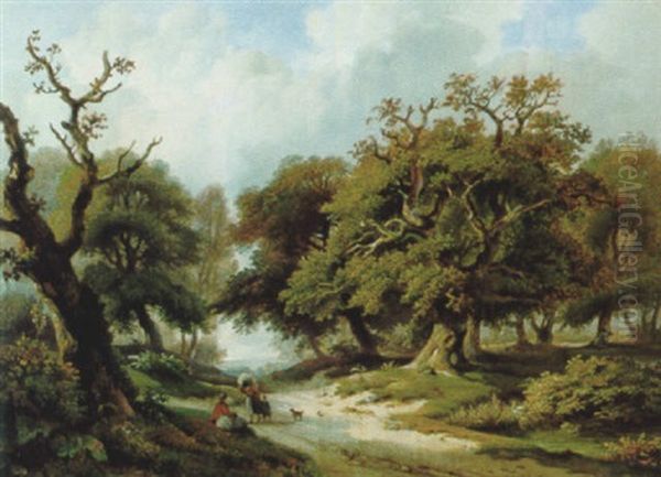 Fluslandschaft Mit Wanderern by Jean-Baptiste de Jonghe