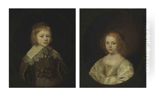 Portrait Of A Boy; Portrait Of A Girl, Traditionally Identified As James, Duke Of York (later James Ii, Son Of Charles I) And His Sister... (pair) by Cornelis Jonson Van Ceulen