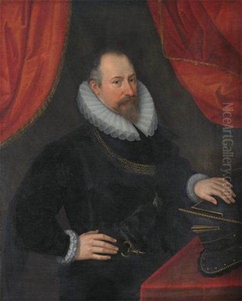 Portrait Of A Nobleman Wearing The Order Of The Golden Fleece by Cornelis Jonson Van Ceulen