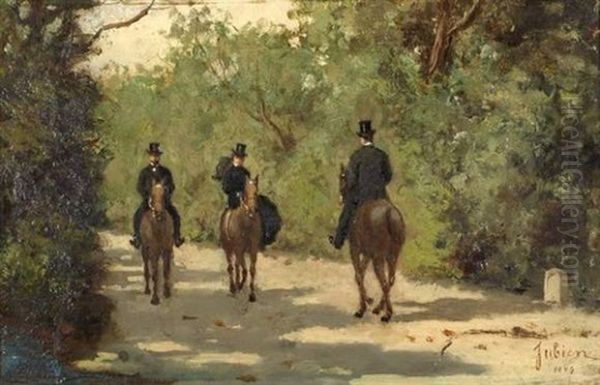 Promenade A Cheval Avec Amazone : La Rencontre by Antoine-Francois-Louis Jubien