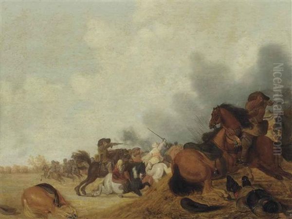 A Cavalry Skirmish by Isaac Junius