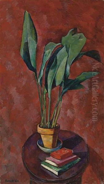 Stilleben Iv (aspidistra Mit Buchern) by Alexander Kanoldt