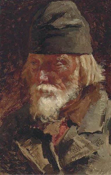 Portrait Of Old Peasant by Nikolai Alexeievich Kasatkin