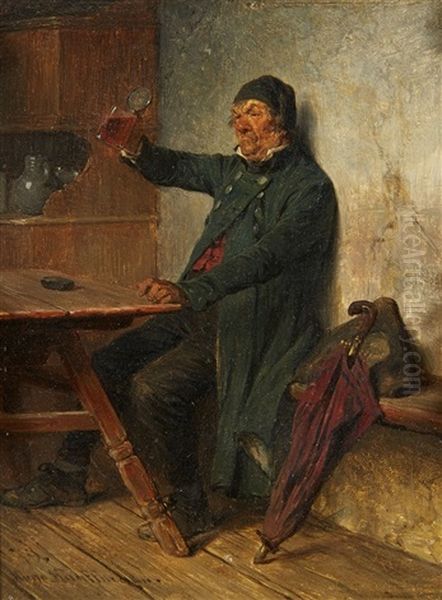 Tavern Scene With A Man Drinking by Hugo Wilhelm Kauffmann