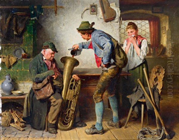 Holzknecht, Bier In Bombardon Giesend by Hugo Wilhelm Kauffmann