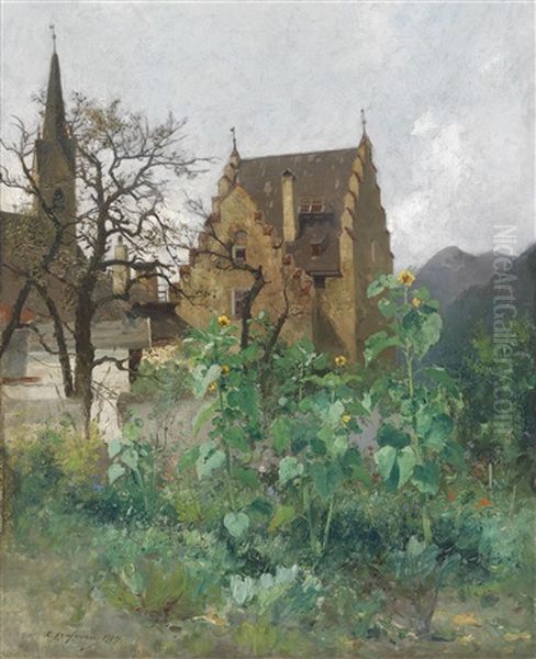 Sonnenblumen Im Vorgarten by Adolf Kaufmann