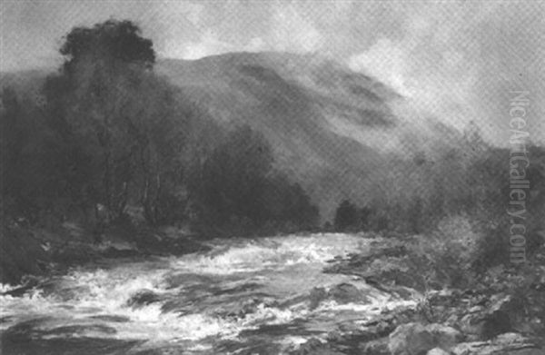 The River Leny In Spate by Archibald Kay