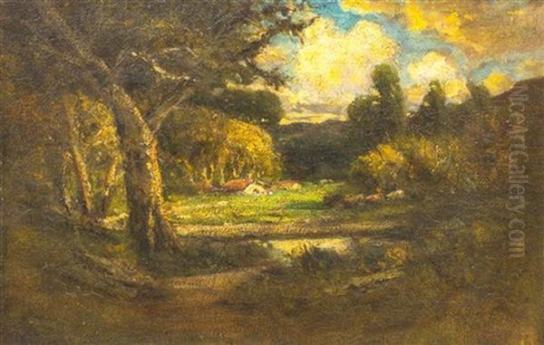 Landscape With Cows And A House by William Keith