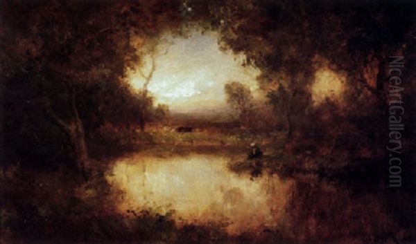 Landscape With A Figure By A Pond by William Keith