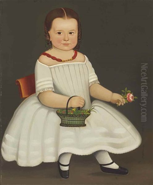 Portrait Of A Young Girl In A White Dress by William W. Kennedy