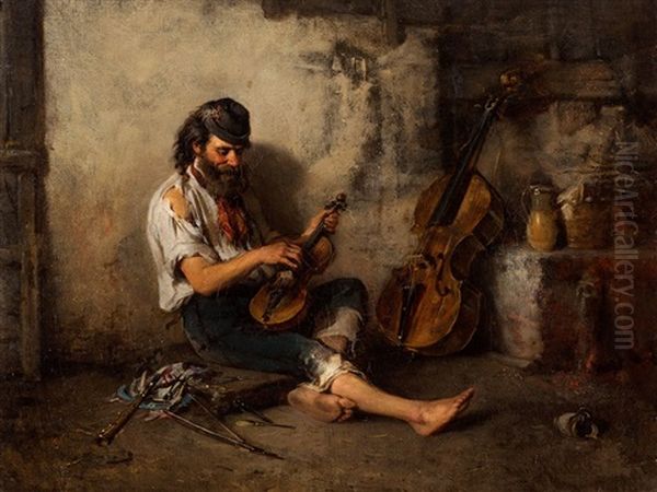 Beggar With His Violin by Hermann Kern