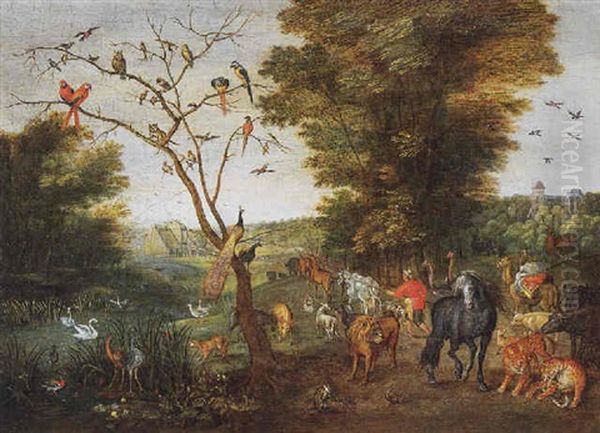 Noah Herding Animals Towards The Ark by Jan van Kessel the Elder