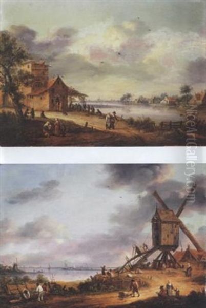 A River Landscape With An Inn by Hendrik Keun