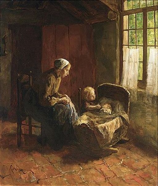 Admiring The Newborn by Jacob Simon Hendrik Kever