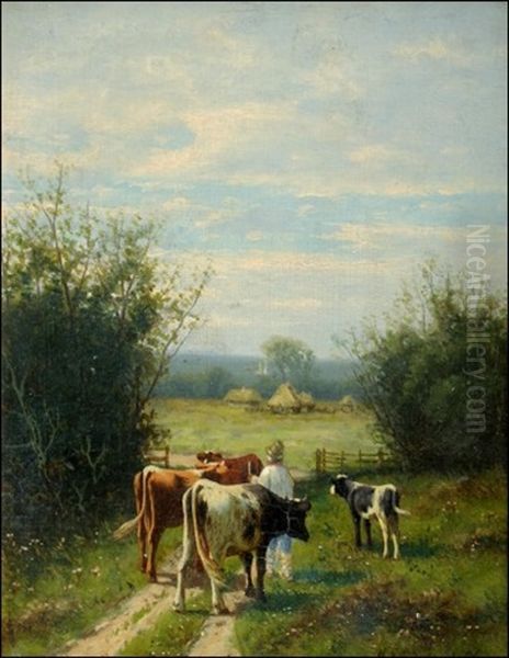 The Herdsman And His Cows by Mikhail Ivanovich Kholodovsky