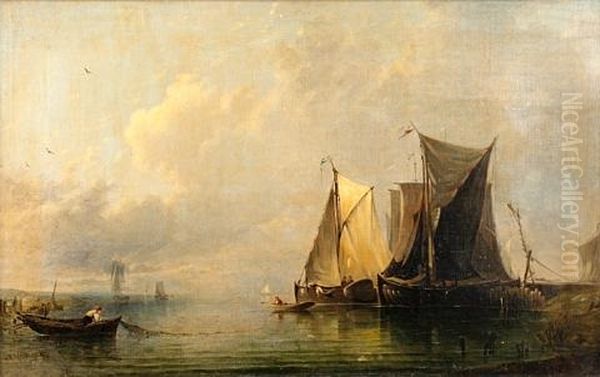 Dutch Boats In A Calm by Joseph Bartholemew Kidd