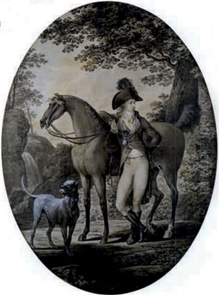 Portrait Eines Reiters Mit Jagdhund by Vincenz Georg Kininger