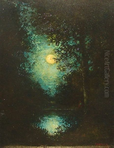 Nocturnal Landscape With Moonlight by Hudson Mindell Kitchell