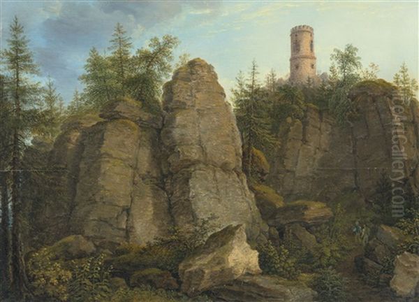 Klingstein - Porphyrfelsen Bei Aussig by Johann Christian Klengel