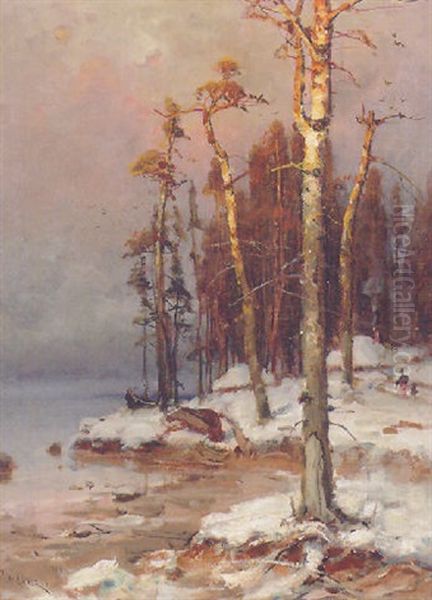 A Frozen Winter Landscape by Yuliy Yulevich (Julius) Klever