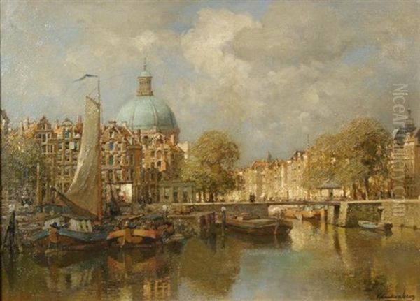 Gezicht Op Amsterdam by Johannes Christiaan Karel Klinkenberg