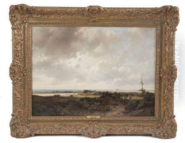 Dutch Landscape With Extensive Figures by Pieter Lodewijk Francisco Kluyver