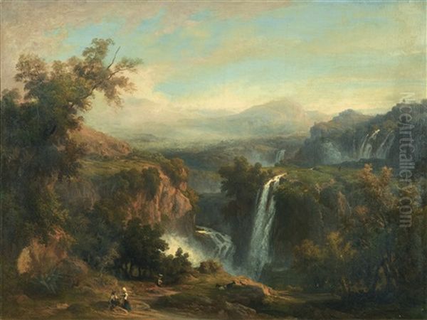 Waterfalls At Tivoli by Franz Knebel